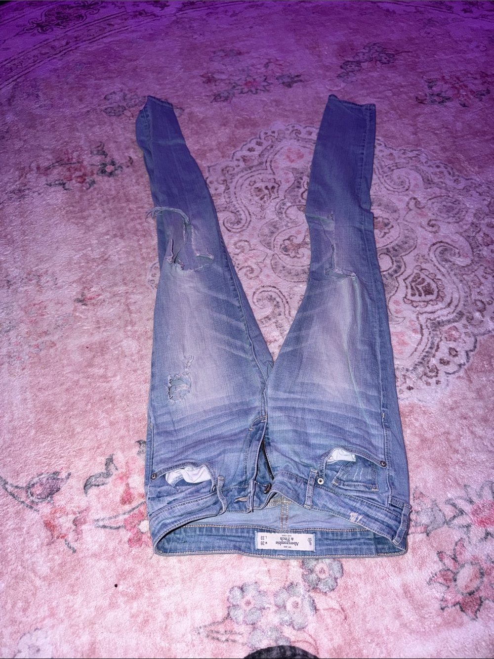 Abercrombie & Fitch Light Blue Distressed Skinny Jeans